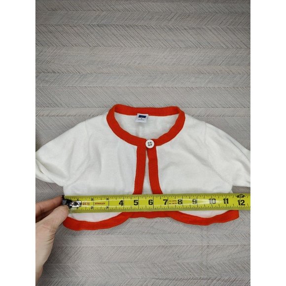 Janie & Jack Sweater Size 3 Months Cropped Cardigan White Orange 100% Cotton - Picture 2 of 8